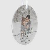 Eigen foto met eerste Kerstmis, groen script Ornament (voorkant)