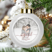 Eigen foto met eerste Kerstmis, rood script Keramische Bal Ornament
