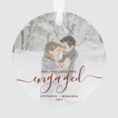 Eigen foto met eerste Kerstmis, rood script Ornament (achterkant)