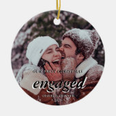 Eigen foto met eerste Kerstmis, zwart script Keramisch Ornament (Voorkant)