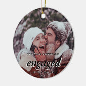 Eigen foto met eerste Kerstmis, zwart script Keramisch Ornament (Links)