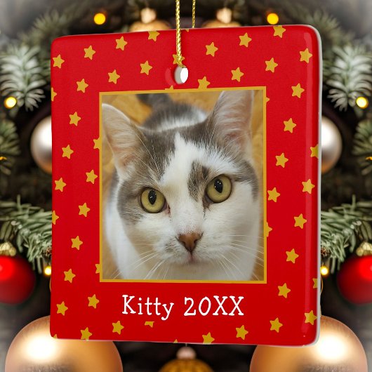 Eigen foto met kerstmis keramisch ornament