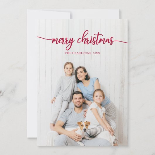 Eigen foto met kerstrood script kaart (Voorkant)