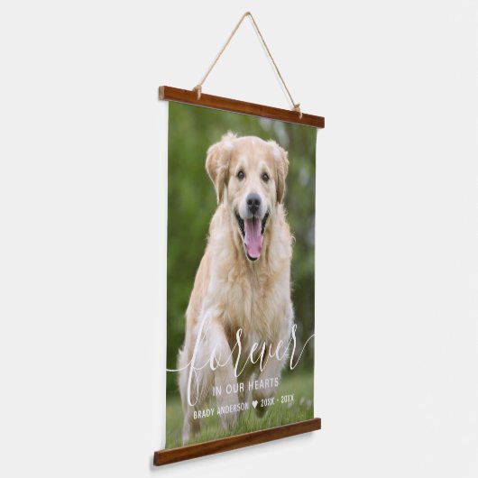 Eigen foto met speciale sympathie Pet Loss Dog Hangend Wandkleed (Gebogen)