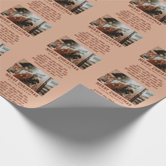 Eigen foto Moderne Typografie Kerstmis Cadeaupapier (Hoek)