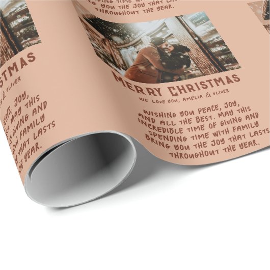 Eigen foto Moderne Typografie Kerstmis Cadeaupapier (Rol Hoek)