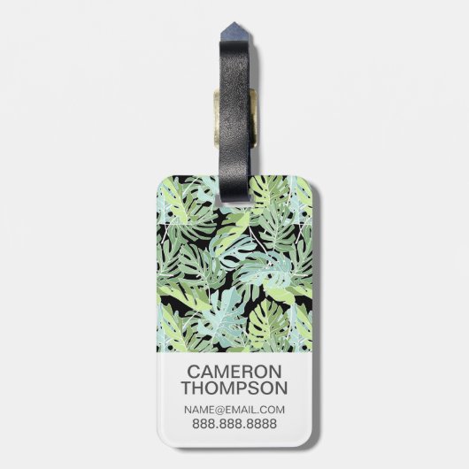 Eigen foto-Oerwoud - Floral Pattern Bagagelabel (Achterkant verticaal)