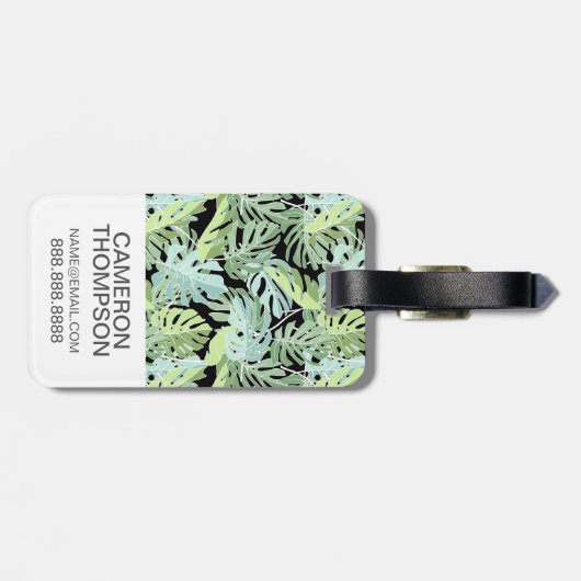 Eigen foto-Oerwoud - Floral Pattern Bagagelabel (Achterkant horizontaal)