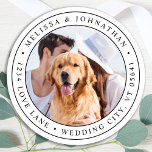 Eigen foto Pet Dog Return Label<br><div class="desc">Voeg de afsluitende aanraking aan uw trouwuitnodigingen met deze douanefoto,  en gepersonaliseerde adresetiketten toe. Pas met uw favoriete foto,  namen,  en adres aan. Deze eenvoudige adresetiketten kunnen bij alle gelegenheden worden gebruikt. COPYRIGHT © 2020 Judy Burrows,  Black Dog Art - Alle rechten voorbehouden. Eigen foto Pet Dog Weddenschap Label</div>