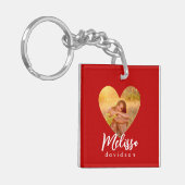 Eigen foto Red Heart Lijst Moderne kalligrafie Sleutelhanger (Voorkant Links)