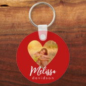 Eigen foto Red Heart Lijst Moderne kalligrafie Sleutelhanger (Achterkant)