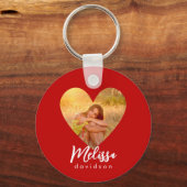 Eigen foto Red Heart Lijst Moderne kalligrafie Sleutelhanger (Voorkant)