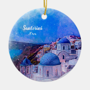 Eigen foto Santorini 2 zijdelings Unieke Moderne K Keramisch Ornament