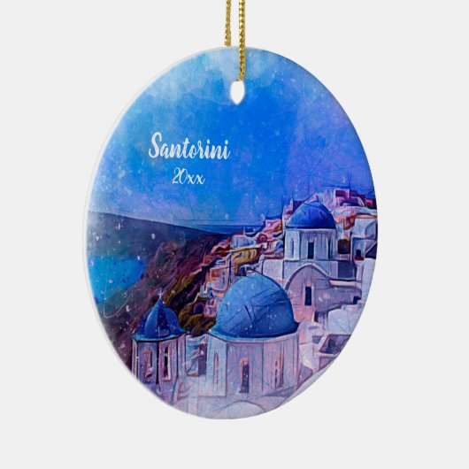 Eigen foto Santorini 2 - zijdelings unieke moderne Keramisch Ornament (Rechts)