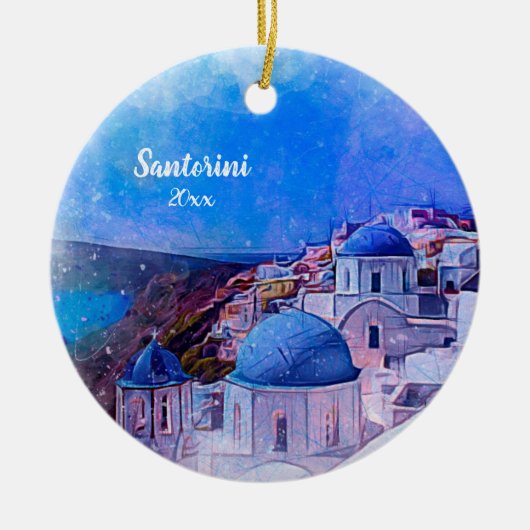 Eigen foto Santorini 2 - zijdelings unieke moderne Keramisch Ornament (Voorkant)