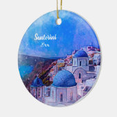 Eigen foto Santorini 2 - zijdelings unieke moderne Keramisch Ornament (Links)