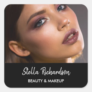 Eigen foto schoonheid zwart vierkante sticker