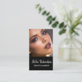 Eigen foto schoonheid zwart visitekaartje (Staand voorkant)