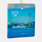 Eigen foto Seattle Skyline 2 - zijdig Unieke Moder Keramisch Ornament (Rechts)