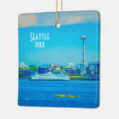 Eigen foto Seattle Skyline 2 - zijdig Unieke Moder Keramisch Ornament (Links)