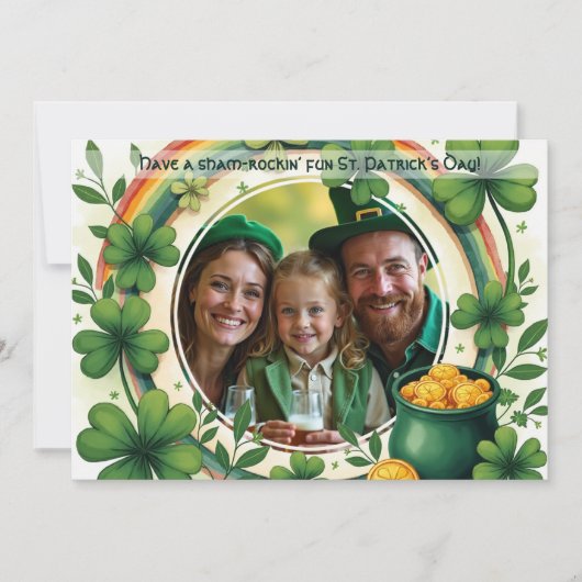 Eigen foto, St. Patricksdag, Shamrock ‘n’ Roll Feestdagenkaart (Voorkant)