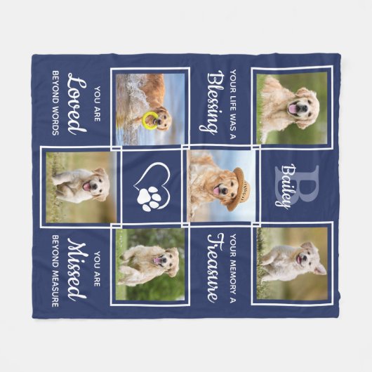Eigen foto-sympathie Dog Foto Collage Fleece Deken (Voorkant (Horizontaal))