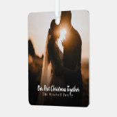 Eigen foto-tekensleepjes, eerste kerstfeest samen metalen ornament (Voorkant links)