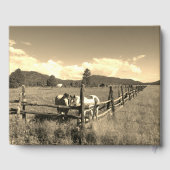 Eigen foto van Life Horse Scene Sepia Gastenboek (Achterkant)