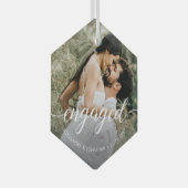 Eigen foto voor eerste kerstmis - Wit script Glas Ornament (Voorkant Rechts)