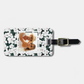 Eigen foto White Tropical Flowers Pattern Bagagelabel (Voorkant horizontaal)