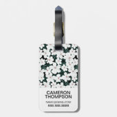 Eigen foto White Tropical Flowers Pattern Bagagelabel (Achterkant verticaal)