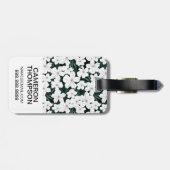 Eigen foto White Tropical Flowers Pattern Bagagelabel (Achterkant horizontaal)