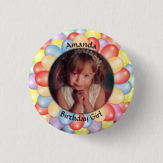 Eigen fotoballonfeest ronde button 3,2 cm