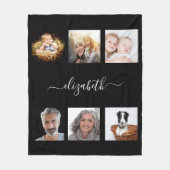 Eigen fotocollage zwart, monogegrammeerd fleece deken (Voorkant)