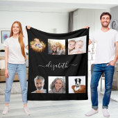Eigen fotocollage zwart, monogegrammeerd fleece deken