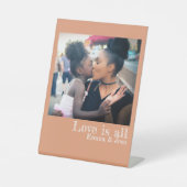 Eigen fotonaamtekstminimalistisch voetteken reclamebord met voetstuk (Voorkant)