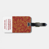 Eigen foto's en monogram rood en gouden patroon bagagelabel (Achterkant horizontaal)