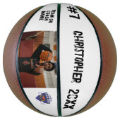 Eigen fotospeler naam team logo wit basketbal (Verticaal)