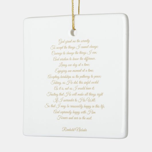 Eigen gebedslied quote script elegant keramisch ornament (Links)