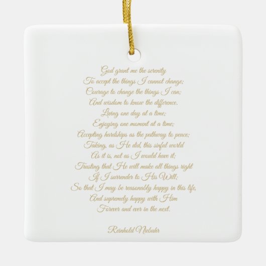 Eigen gebedslied quote script elegant keramisch ornament (Voorkant)