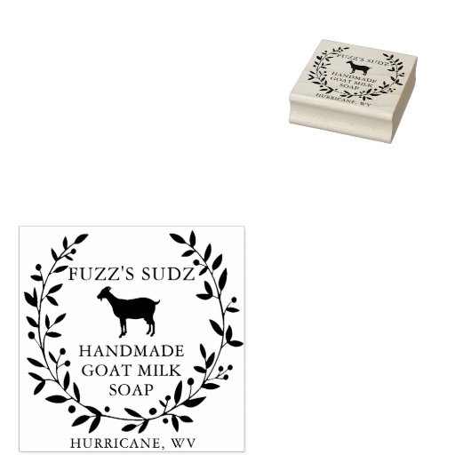 Eigen geitenmelk, leder rubberstempel (Gestempeld)