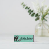 Eigen gekleurde zwarte garens voor haakjes van kat mini visitekaartje (Staand voorkant)