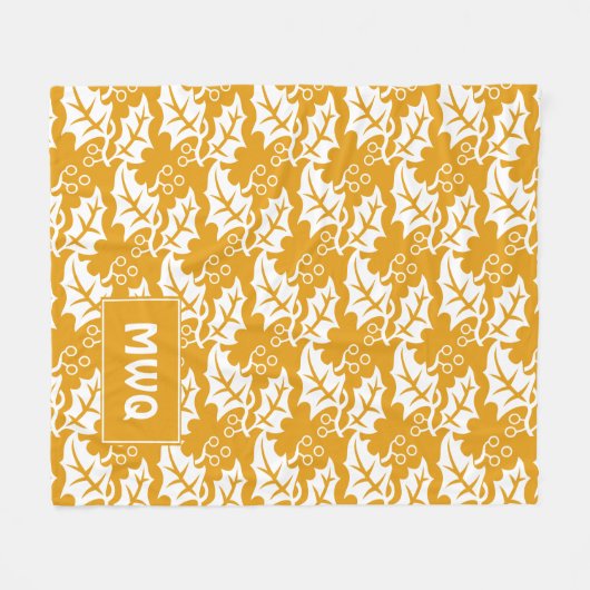 Eigen gele bladeren MONOGRAM Fleece Deken (Voorkant (Horizontaal))