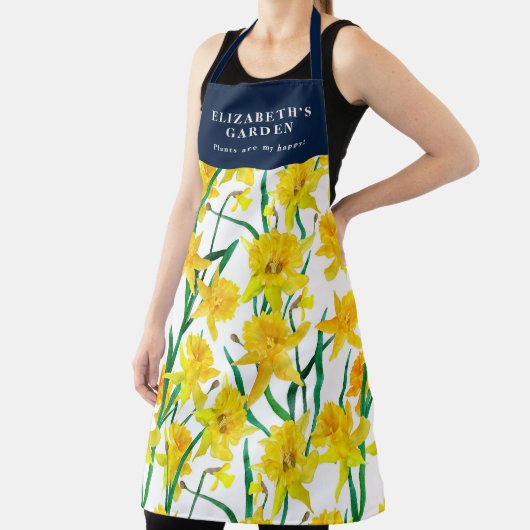 Eigen gele deffodilpatroon schort (Insitu)