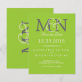 Eigen gele groene moderne bruiloft met de datum save the date (Voorkant / Achterkant)