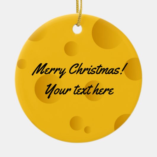 Eigen gele zwitserse kerstboom keramisch ornament (Voorkant)