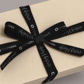 Eigen geschenken met het merk logo, kerstzwart satijnen lint