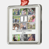 Eigen gezinsmonogram 11 Fotocollage Metalen Ornament (Links)