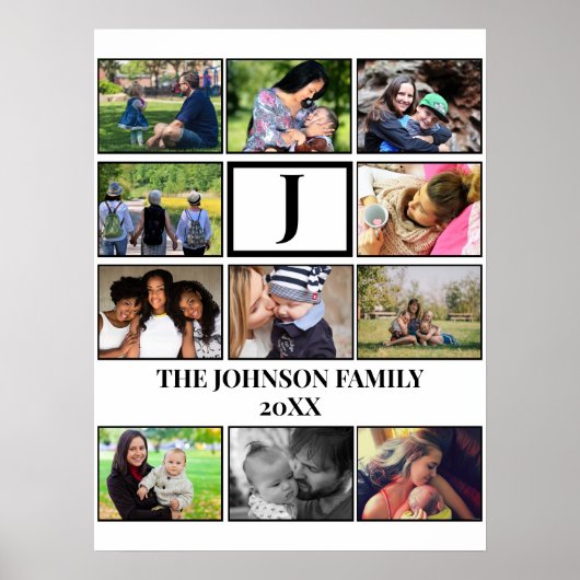 Eigen gezinsmonogram 11 Fotocollage Poster (Voorkant)