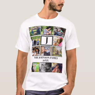 Eigen gezinsmonogram 11 Fotocollage T-shirt